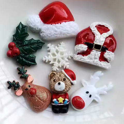 NEW Mixed Resin Christmas Series Crafts Flat Back Cabochon DIY Jewelry Making Christmas decorations 