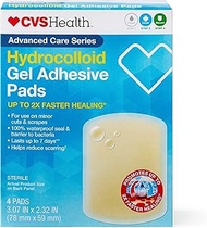 CVS Health Hydrocolloid Gel Adhesive Pads, 4 Pads, 3.07 in x 2.32 in