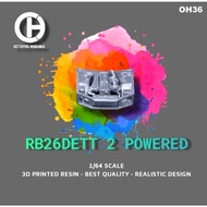 OH36 ENGINE RB26DETT 2 POWERED R34 / JDM CAR DIECAST 1/64