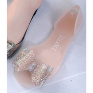 Sandal Jelly Wanita Slip On Balance Transparan Motif Pita 186-F