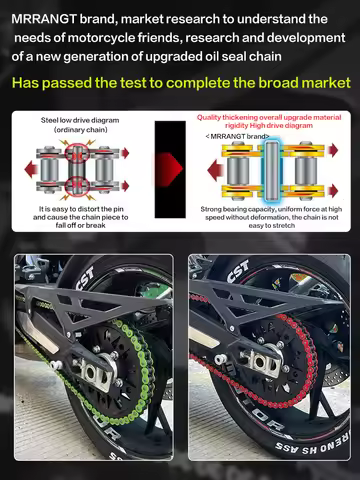 Universal Colorful Motorcycle Chain Oil Seal Chain O-Ring 520 525 428 Chains 120 136 Links for ATV Q