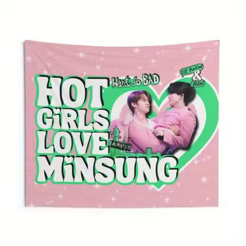 1pc SKZ Han Lee Know Hot Concert Banner Stray Minsung Kpop Flag Vibrant Banner with "HOT GIRLS LOVE 