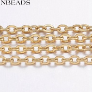 1roll Ion Plating(IP) 304 Stainless Steel Cable Chains Soldered with Spool Flat Oval for Jewelry Mak