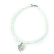 【5積分】成色極佳☆TIFFANY&Co. Tiffany Return to Tiffany 迷你心形吊牌手鍊，925 淡水珍珠銀，帶原裝盒和防塵袋，重4.1克，女士款