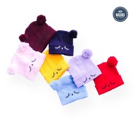 MATA Children's Beanie, Cute Baby Beanie, Baby Hat, MOTIF Beanie, Eye-Print POMPOM Beanie, Child's B