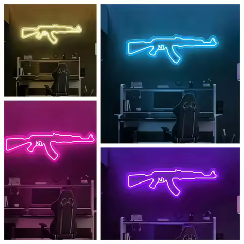 AK47 Gun Neon Sign For Wall Game Room Decoration | Vintage Neon Sign | GAME ROOM Neon Sign | Gun Neo