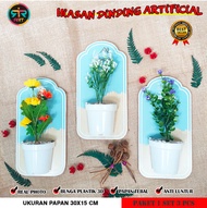 Hiasan Dinding Tanaman Artificial Rak Pot 3d Vertical Garden Unik Gantung Tempel bingkai kayu dekor
