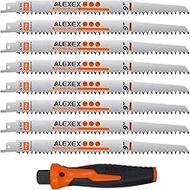 ALEXEX Wood Pruning Reciprocating Saw Blade,Wood Nails Reciprocating Saw Blades, 9 Inch 5TPI, 8 Piec