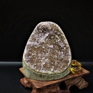 Amethyst Rainbow Color-Crystal Geode Collections ~ Light Purple Sparkling on Brown Base 彩晶