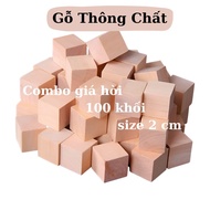 [Size 2cm] Set of 100 wooden cube blocks, mini wooden blocks, handmade cube blocks, DIY, puzzle, Pin