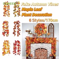 DOREEN Red Autumn Maple Leaves, Creative 1.7m Artificial Maple Garland, Hanging Vine Silk Maple Leav