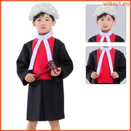WIT Children Judge Cosplay Costume Set with Judge Wig Judge Robe  Judge Gavel