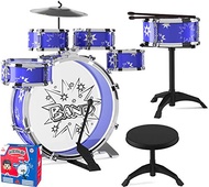 EMAAS Kids Jazz Drum Set for Kids – 5 Drums, 2 Drumsticks, Kick Pedal, Cymbal Chair, Stool – Ideal G