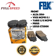 ORIGINAL FBK Alza 2014- Toyota Vios NCP93 E J Yaris 1.5E NCP91 Prius Lexus CT200H  Front Disc Brake 