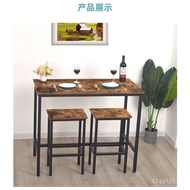 Iron with Wooden Board Table2Stool Bar Dining Table and Chairs Set Retro Bar Table Bar Set Practical