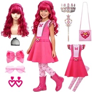 2026 Descendants Movies Character Girls Pink Dress Up Halloween Party Kids Bridget Costume Carnival