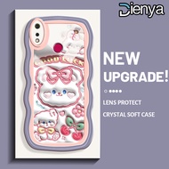 DIENYA Casing Ponsel untuk Realme 3 Pro C2 C2s 3i Case lunak 3D beruang Pink pinggiran Hp gelombang Casing bening Kesing lucu Softcase