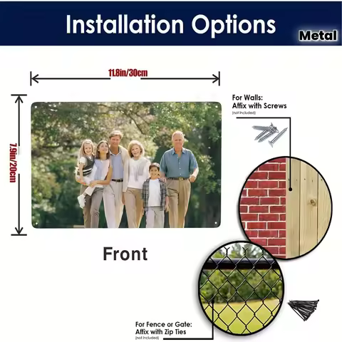Custom Your Photo Here Metal Wall Sign - Waterproof Tinplate Pre-Drilled for Wall/Fence Decor
