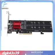 [Pretty] Dual NVMe PCIe Adapter,M.2 NVMe SSD to PCI-E 3.1 X8/X16 Card Support M.2 (M Key) NVMe SSD 2