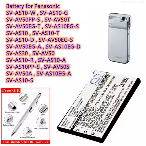 Camera Battery CGA-S003, VW-VBA05 for Panasonic SV-AS10, SV-AS10EG, SV-AS10PP, SV-AV50PP, SV-AV50T, 