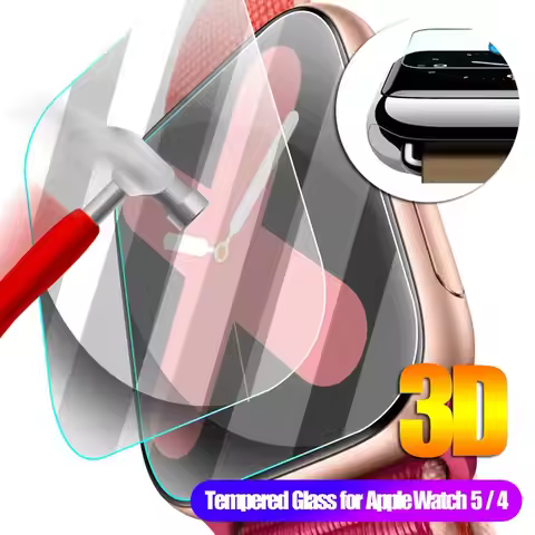 3D HD Case Cover iWatch 40mm 44mm Screen Protectors Tempered Glass For Apple Watch 5 4 Protective fi