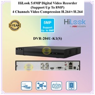 HiLook DVR-204U-K1(S) 4 Channels Video Compression 5MP Digital Video Recorder ( Support Up to 8MP ) 
