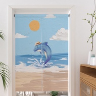 [特價]【三房兩廳】清新油畫風日式棉麻門簾 夏日海洋 對開式 85x180cm