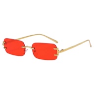 Fenteer Rectangle Rimless Sunglasses Colored Lens Decorative Cosplay Work Hip Hop