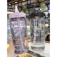 2000ml with reminder time Water Bottle Tumbler with straw scale big bottle 2Liter 2litre gym bottle sport 水瓶