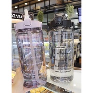 2000ml with reminder time Water Bottle Tumbler with straw scale big bottle 2Liter 2litre gym bottle 