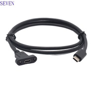 SEVEN Type C Extension Cable With Nut 0.3m/0.5m/1m/1.5m With Screw Hole Type C USB3.1 Panel Mount Lo
