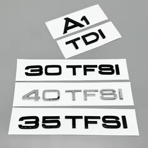 forA1 TDI TFSI 30TFSI 35TFSI 40TFSI Chrome Glossy Black ABS Car Sticker Rear Trunk Logo Emblem Numbe
