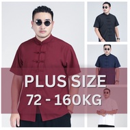 (Ready stock) 72-160kg plus size Tang suit men's short sleeve plus size loose overweight man plus-si