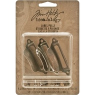 Tim Holtz Idea-Ology Metal Label Pulls .5"X2" 6/Pkg With 12 Fasteners