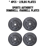 4PCS - 2.5LBS PLATES SPORTS AUTHORITY DUMBBELL /BARBELL PLATES