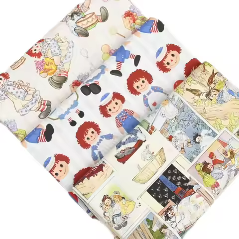 Raggedy Ann Andy Fabric By The Yard,Width 1.1 Meter Cotton Fabric For Sewing Patchwork Dress Cloth,D
