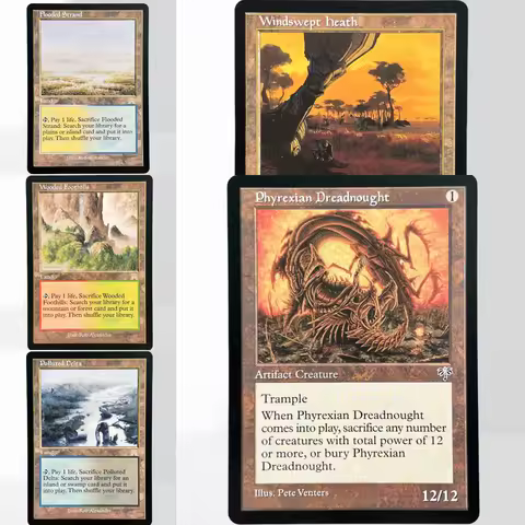 PRE-MODERN-1 TCG magical proxy Phyrexian Dreadnought City of Brass Wooded Foothills Polluted Delta I