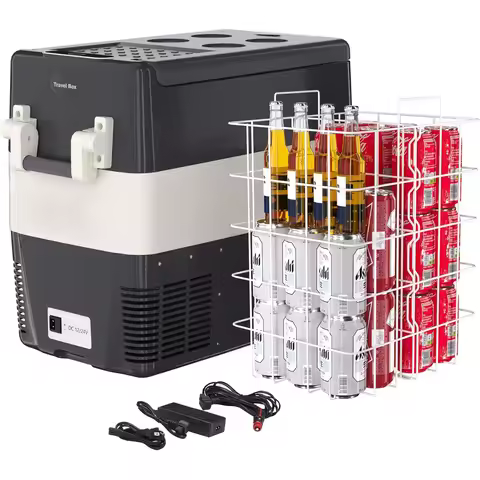 Portable Refrigerator 52QT (50L) Electric Cooler Freezer 12V/24V DC 110-240V AC Car Fridge 0℉~50℉ Ca