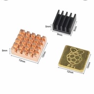Gold heat sink cooling 3pcs Aluminum Heatsink Raspberry Pi 2 3 4 B+
