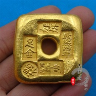 ของเก่าของจิปาถะคอลเลกชันเหรียญโบราณทองทองแดงชุบทองตัวละครมหัศจรรย์อิฐทอง Kangxi สี่ปีทองแท่งทอง
