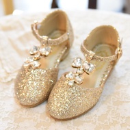 Disney Belle Princess Shoes Children's High Heels Golden Yellow Flashing Diamond Shoes Children's Pe