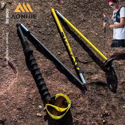 2pcs AONIJIE E4210 110CM 120CM Ultralight Folding Carbon Fiber Hiking Pole Straight Walking Sticks F