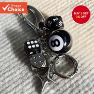 Gothic Dice Keychain - Handmade Obsidian Pendant