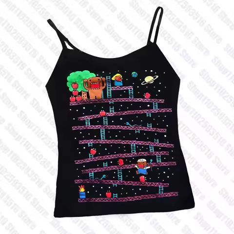 Aesthetic Clothing Anime Cute Tops With Suspenders Women Clothes Women's Cropped Crop Tops Y2k Top C