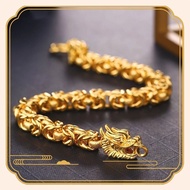 emas 916 original men's double gold dragon head bracelet male hand chain gift jewelry