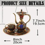 TEMU 2d Flat - [2d Flat] 2d Plane Luxurious Arabic Tea Set Light Catcher - 7.7 Inches X 8 Inches Mos