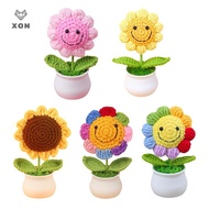 [XON] 1 Piece Creative Artificial Flowers Cute Crochet SunFlower Pots Knitted Flower Graduation Flow