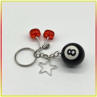 8-Ball Keychain, Red Cherry Keychain, 8-Ball Star Keychain, Billiards Keychain (0.98 Inch)