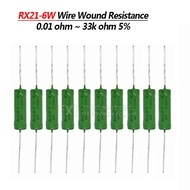 Wire 6W 5PCS RX21 Wound 5% 1R 10R 100R 1K 10K 12K 15K 18R 20R 22R 24R 27R 30R 33R 36R Resistor Mla 5
