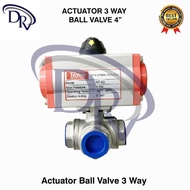 Actuator Ball Valve 3 Way Type L Port Single Acting Size 4 Inch - BALL+ACTUATOR